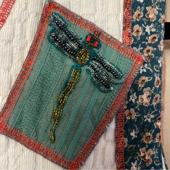 FAITH Celia Forrester Whimsy Vest Y2K‎ Patchwork Beaded Dragonfly Artsy Sz S B12 - Picture 6 of 11